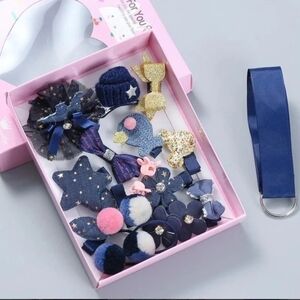 Children's Hair‎ Accessories Navy Blue (soft box set of 18) NEW